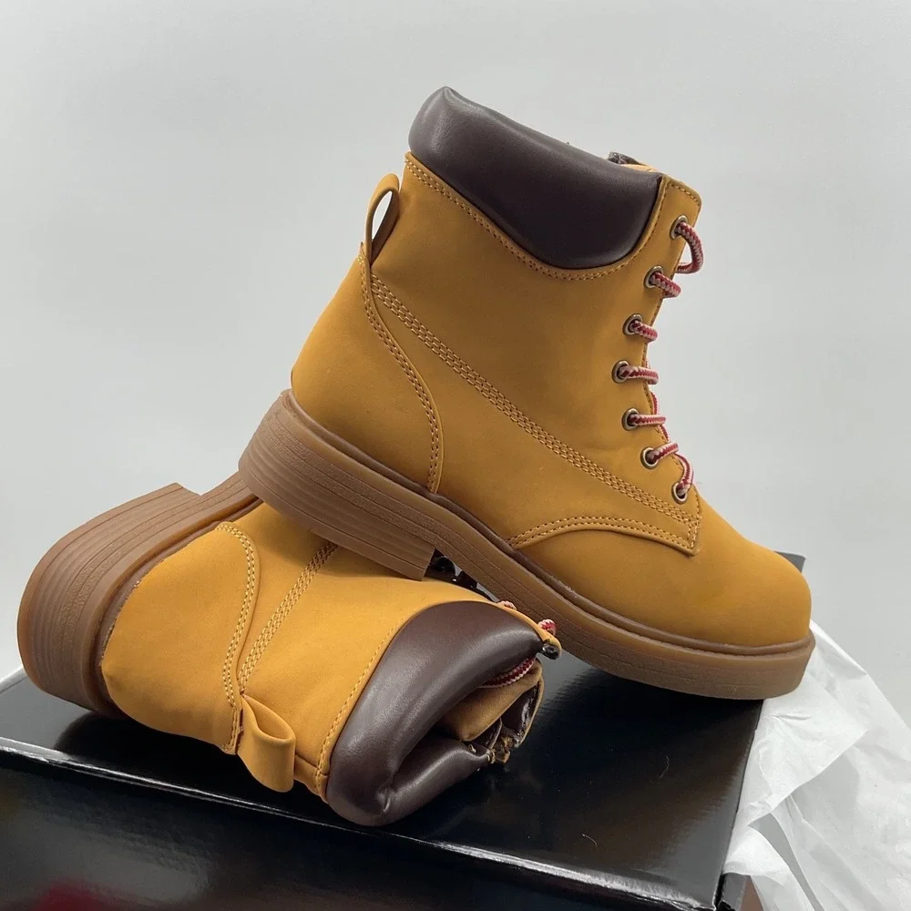 Steve Madden Jumble Kids Wheat Combat Boots Side Zip Size 4 SF2567-0325